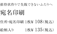 住所・宛名印刷 1枚￥105（税込）絵柄入り ＋￥  25（税込）招待状作りで失敗できないふたりへ宛名印刷