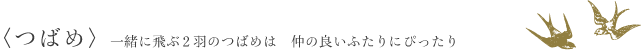 〈つばめ〉一緒に飛ぶ二羽のつばめは 仲の良いふたりにぴったり